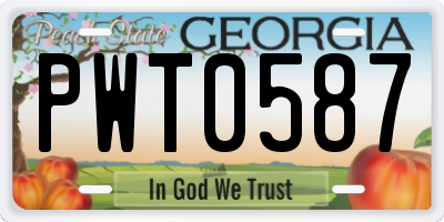 GA license plate PWT0587