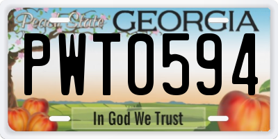 GA license plate PWT0594
