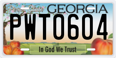 GA license plate PWT0604