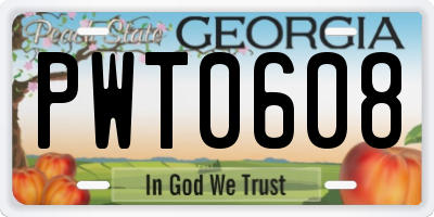 GA license plate PWT0608