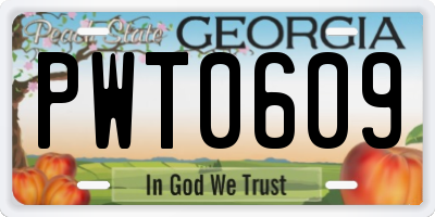 GA license plate PWT0609