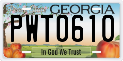 GA license plate PWT0610