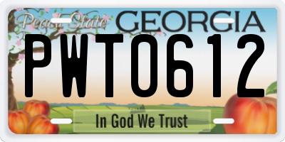 GA license plate PWT0612