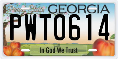 GA license plate PWT0614