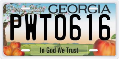 GA license plate PWT0616
