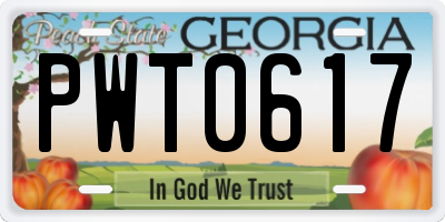 GA license plate PWT0617