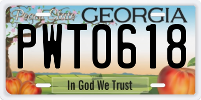 GA license plate PWT0618