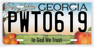 GA license plate PWT0619