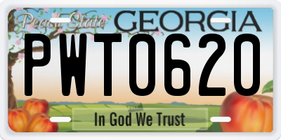 GA license plate PWT0620