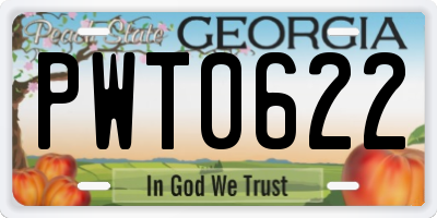 GA license plate PWT0622