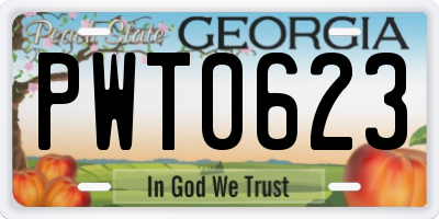 GA license plate PWT0623