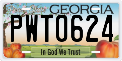 GA license plate PWT0624