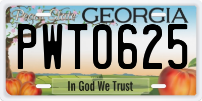 GA license plate PWT0625