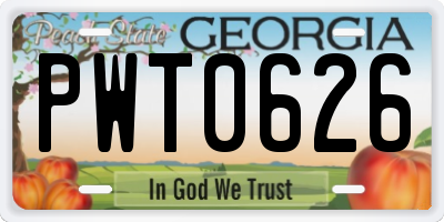 GA license plate PWT0626