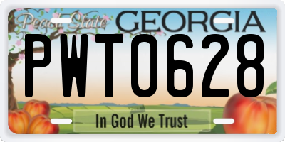 GA license plate PWT0628