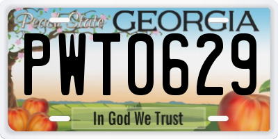 GA license plate PWT0629