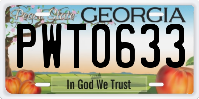 GA license plate PWT0633