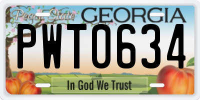 GA license plate PWT0634