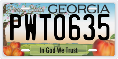 GA license plate PWT0635