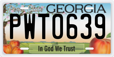 GA license plate PWT0639