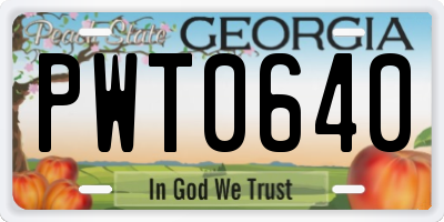 GA license plate PWT0640
