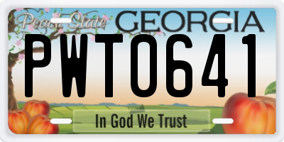 GA license plate PWT0641