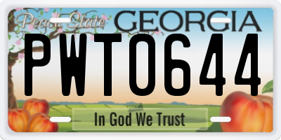 GA license plate PWT0644