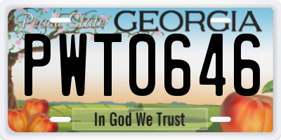 GA license plate PWT0646
