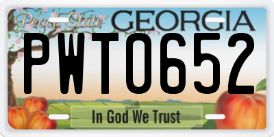 GA license plate PWT0652