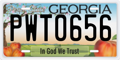 GA license plate PWT0656