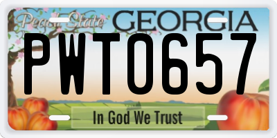 GA license plate PWT0657
