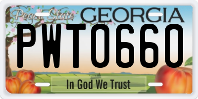 GA license plate PWT0660