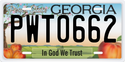 GA license plate PWT0662