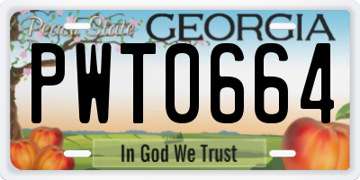GA license plate PWT0664