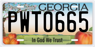 GA license plate PWT0665