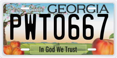 GA license plate PWT0667