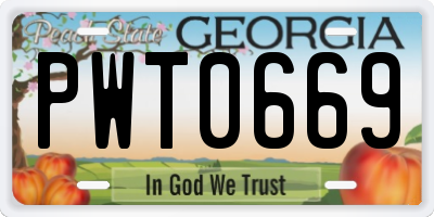 GA license plate PWT0669