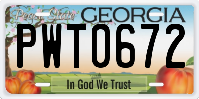 GA license plate PWT0672
