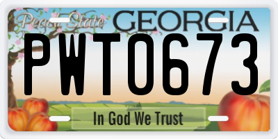GA license plate PWT0673