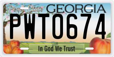 GA license plate PWT0674