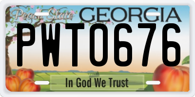 GA license plate PWT0676
