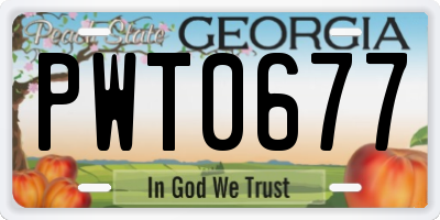 GA license plate PWT0677