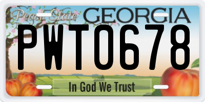 GA license plate PWT0678