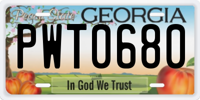 GA license plate PWT0680