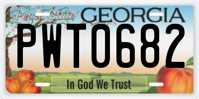 GA license plate PWT0682