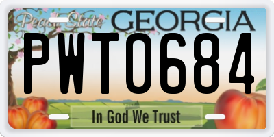 GA license plate PWT0684