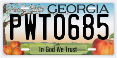 GA license plate PWT0685