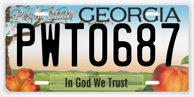 GA license plate PWT0687