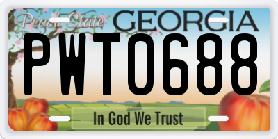 GA license plate PWT0688
