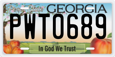 GA license plate PWT0689